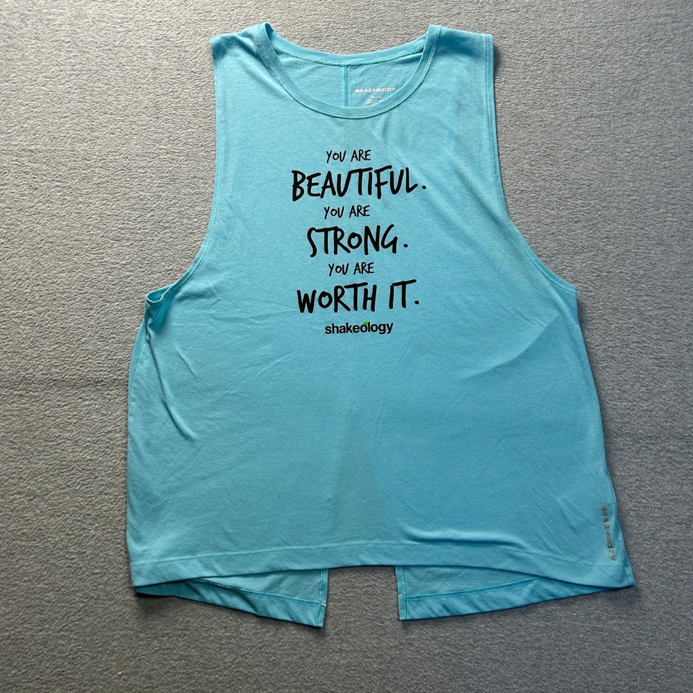 Beachbody Graphic Tank Top Womens XL Blue Workout Gym Motivation Sleeveless